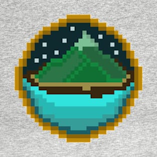 Mountain Island under Starry Night Pixel Art T-Shirt